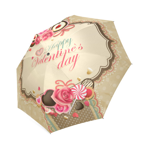 Beautiful Floral Valentine Day Hearts Foldable Umbrella (Model U01)