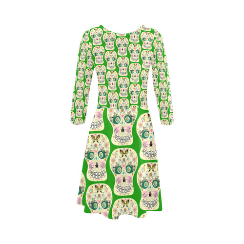 Sugar skull butterfly 4 by Martina Webster 3/4 Sleeve Sundress (D23)