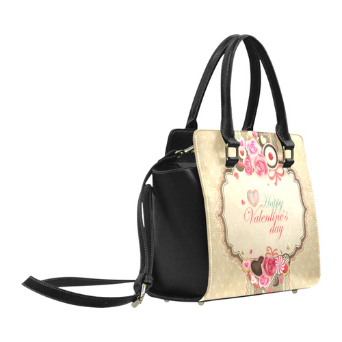 Beautiful Floral Valentine Day Hearts Classic Shoulder Handbag (Model 1653)