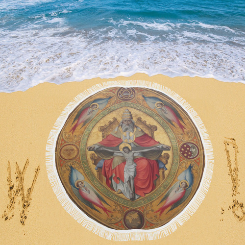 Jesus on Cross Circular Beach Shawl 59"x 59"