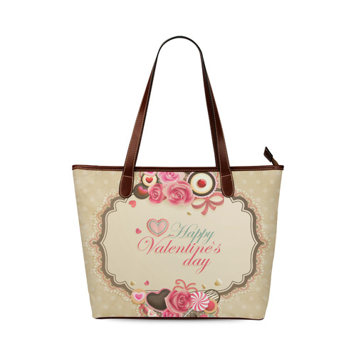 Beautiful Floral Valentine Day Hearts Shoulder Tote Bag (Model 1646)