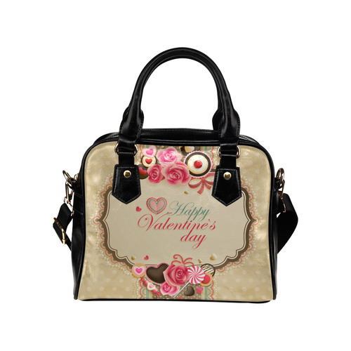 Beautiful Floral Valentine Day Hearts Shoulder Handbag (Model 1634)