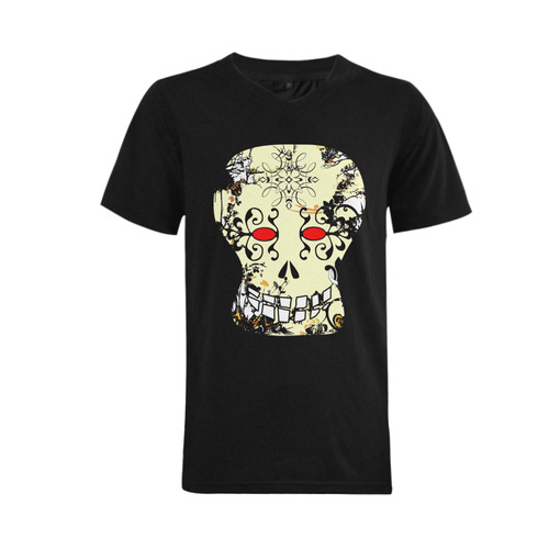 Gothic Sugar Skull by Martina Webster Men's V-Neck T-shirt  Big Size(USA Size) (Model T10)