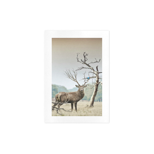 A Deer And A Bluebird Art Print 7‘’x10‘’