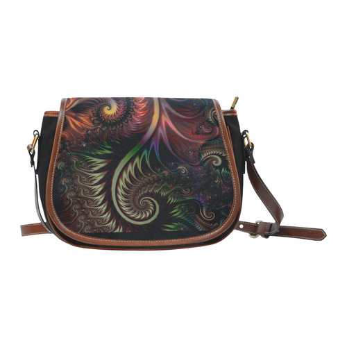 fractal pattern with dots and waves Saddle Bag/Small (Model 1649)(Flap Customization)