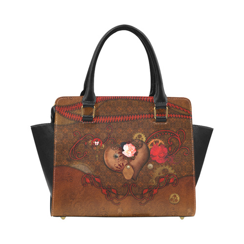 Steampunk heart with roses, valentines Classic Shoulder Handbag (Model 1653)