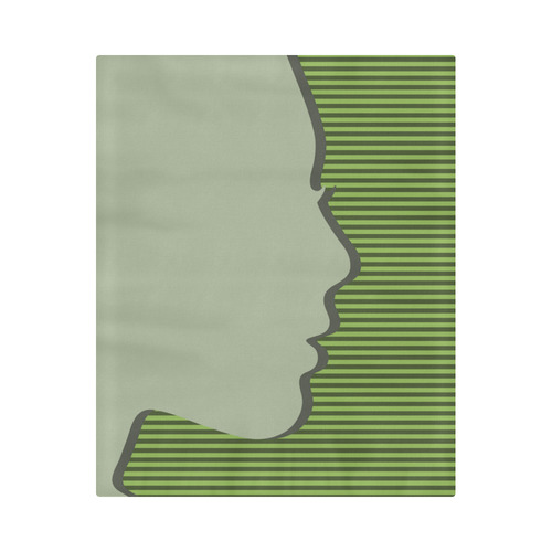 Silhouette on Greenery Stripes Duvet Cover 86"x70" ( All-over-print)