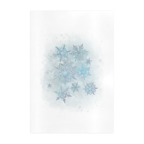 Snowflakes, snow, white and blue, Christmas Art Print 19‘’x28‘’