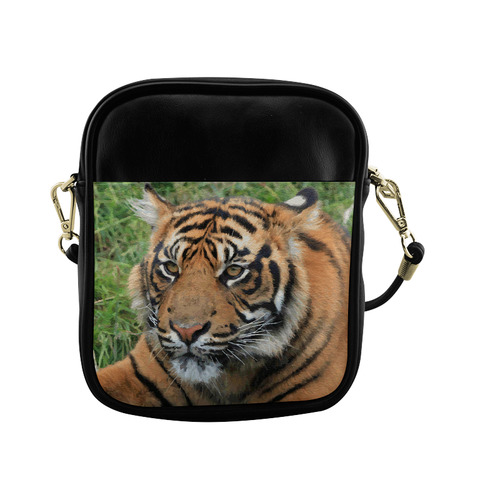 Beautiful Young Tiger Green Grass Detail Sling Bag (Model 1627)