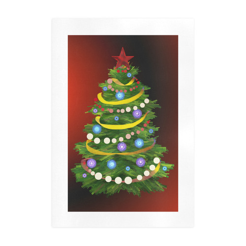 Christmas Tree on red Art Print 19‘’x28‘’