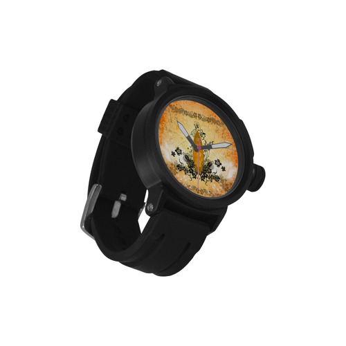 Surfboard with turtles and flowers Men's Sports Watch(Model 309)