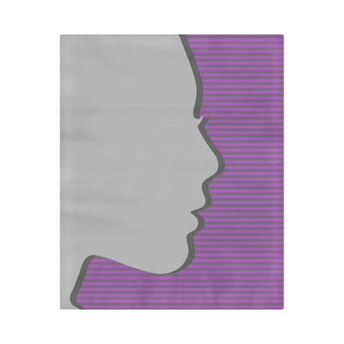 Silhouette on Purple Stripes Duvet Cover 86"x70" ( All-over-print)