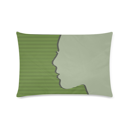 Silhouette on Greenery Stripes Custom Zippered Pillow Case 16"x24"(Twin Sides)
