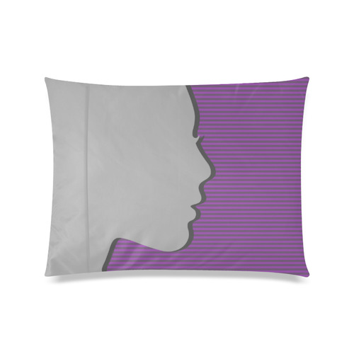 Silhouette on Purple Stripes Custom Zippered Pillow Case 20"x26"(Twin Sides)