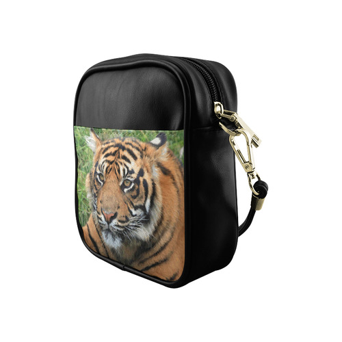 Beautiful Young Tiger Green Grass Detail Sling Bag (Model 1627)