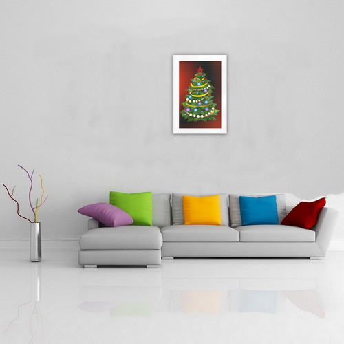 Christmas Tree on red Art Print 19‘’x28‘’