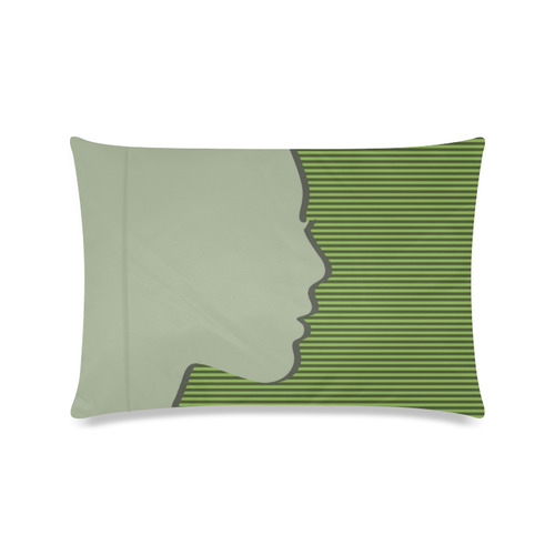 Silhouette on Greenery Stripes Custom Zippered Pillow Case 16"x24"(Twin Sides)