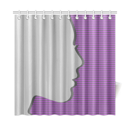 Silhouette on Purple Stripes Shower Curtain 72"x72"