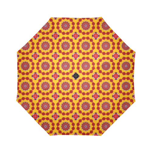 Yellow and Red Geometric Pattern Auto-Foldable Umbrella (Model U04)