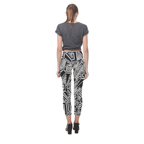 Optical Illusion, Black and White Art Capri Legging (Model L02)