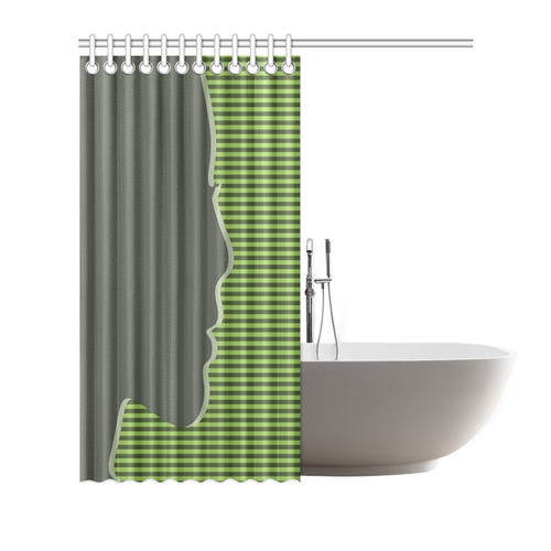 Silhouette on Green Stripes Shower Curtain 72"x72"