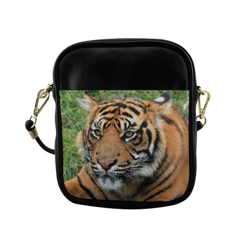 Beautiful Young Tiger Green Grass Detail Sling Bag (Model 1627)