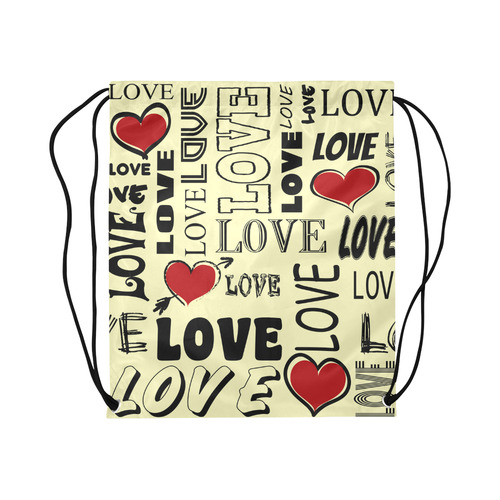 Love text design Large Drawstring Bag Model 1604 (Twin Sides)  16.5"(W) * 19.3"(H)