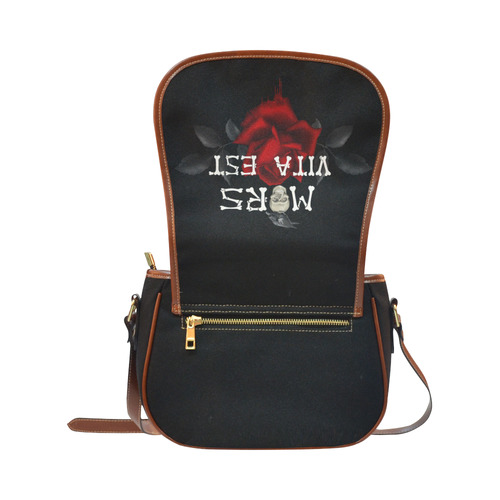 Gothic Skull With Rose and Raven Saddle Bag/Small (Model 1649)(Flap Customization)
