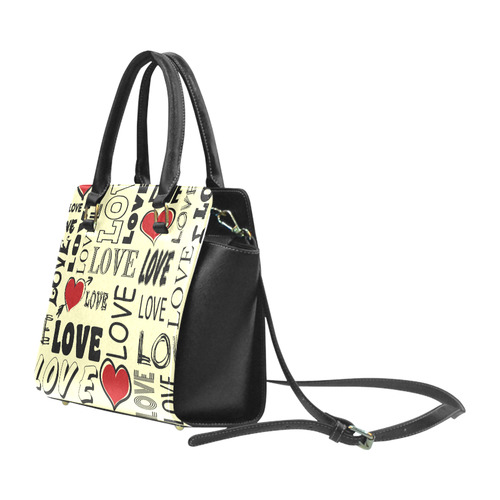 Love text design Rivet Shoulder Handbag (Model 1645)