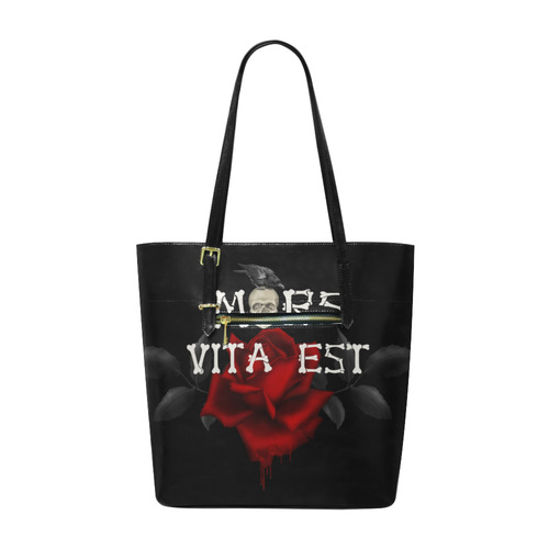 Gothic Skull With Rose and Raven Euramerican Tote Bag/Small (Model 1655)