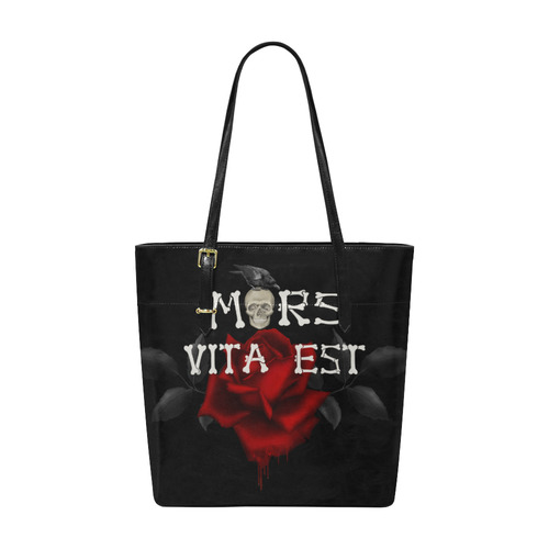 Gothic Skull With Rose and Raven Euramerican Tote Bag/Small (Model 1655)