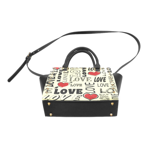 Love text design Rivet Shoulder Handbag (Model 1645)