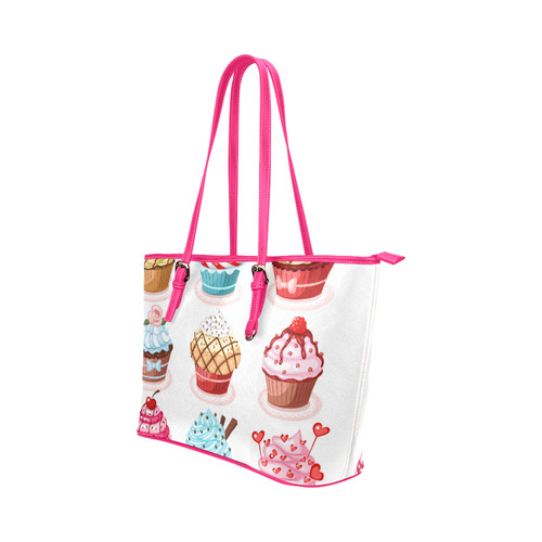 8_Cupcakes1-01 Leather Tote Bag/Large (Model 1651)