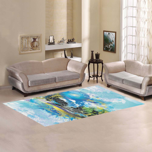 Nan Madol Pacific Island Seascape Abstract Area Rug 7'x3'3''