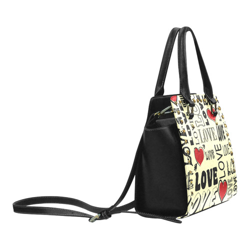 Love text design Rivet Shoulder Handbag (Model 1645)