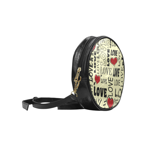 Love text design Round Sling Bag (Model 1647)