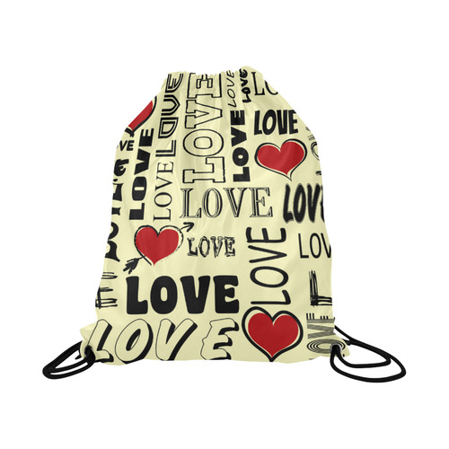 Love text design Large Drawstring Bag Model 1604 (Twin Sides)  16.5"(W) * 19.3"(H)