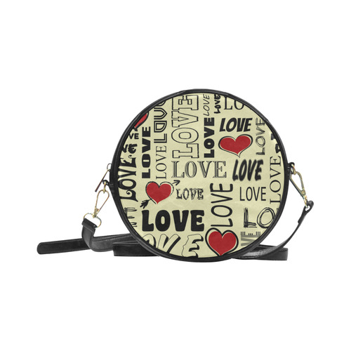 Love text design Round Sling Bag (Model 1647)