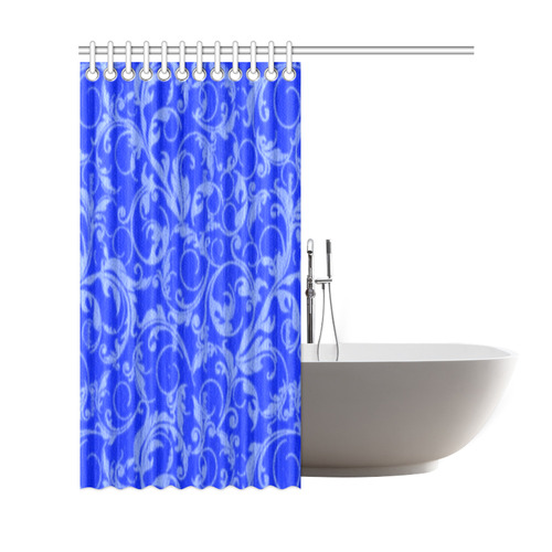 Vintage Swirls Sapphire Blue Shower Curtain 69"x72"