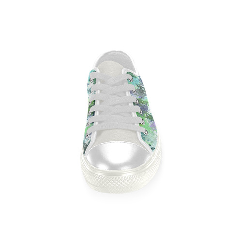 Green Paint Splatter Low Top Canvas Shoes for Kid (Model 018)