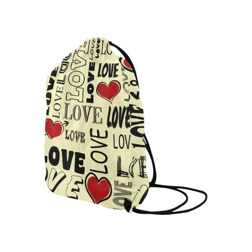 Love text design Large Drawstring Bag Model 1604 (Twin Sides)  16.5"(W) * 19.3"(H)