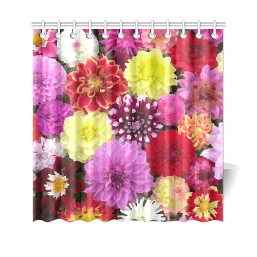 Bright Colorful Red Pink Yellow Floral Shower Curtain 69"x70"