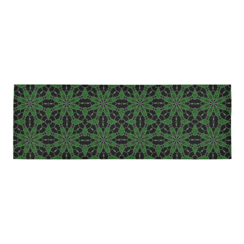 Sexy Black and Green Floral Lace Area Rug 9'6''x3'3''