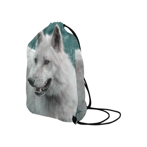 wolf 05 by JamColors Large Drawstring Bag Model 1604 (Twin Sides)  16.5"(W) * 19.3"(H)