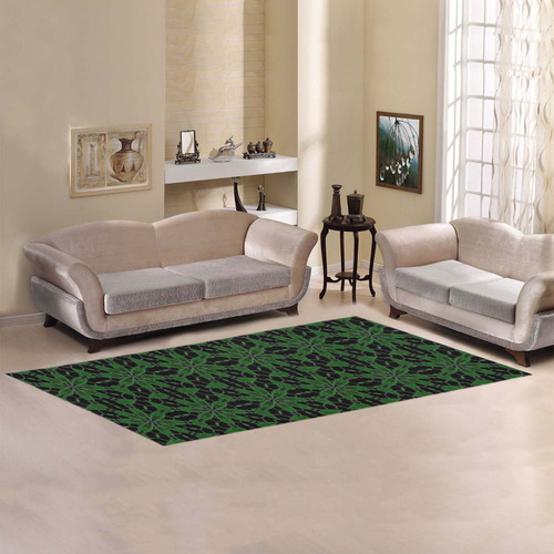 Sexy Black and Green Floral Lace Area Rug 9'6''x3'3''