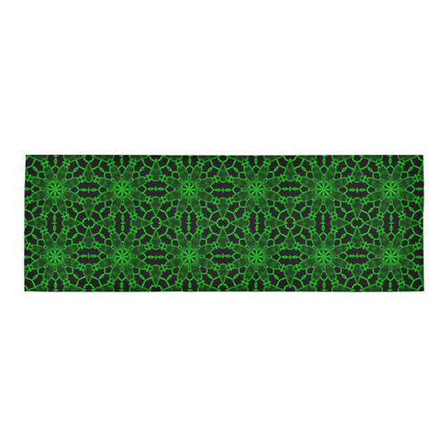 Sexy Black and Green Floral Lace Area Rug 9'6''x3'3''