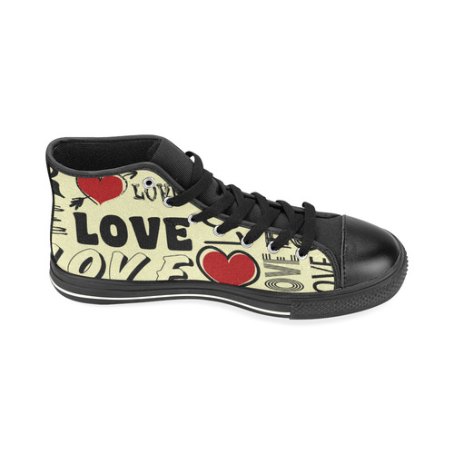 Love text design High Top Canvas Shoes for Kid (Model 017)