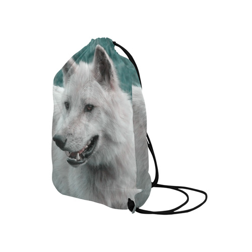 wolf 05 by JamColors Medium Drawstring Bag Model 1604 (Twin Sides) 13.8"(W) * 18.1"(H)