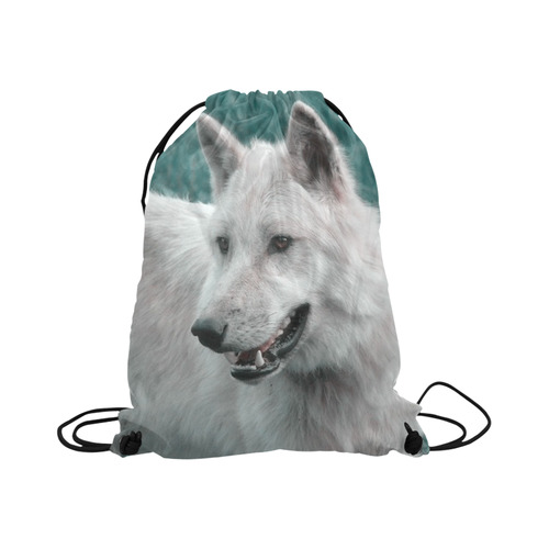 wolf 05 by JamColors Large Drawstring Bag Model 1604 (Twin Sides)  16.5"(W) * 19.3"(H)