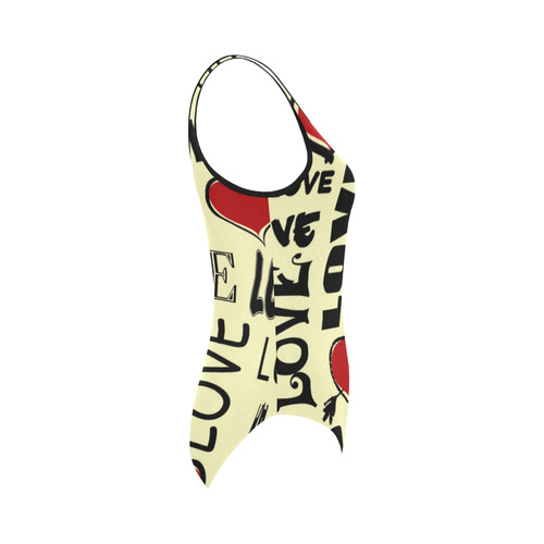 Love text design Vest One Piece Swimsuit (Model S04)